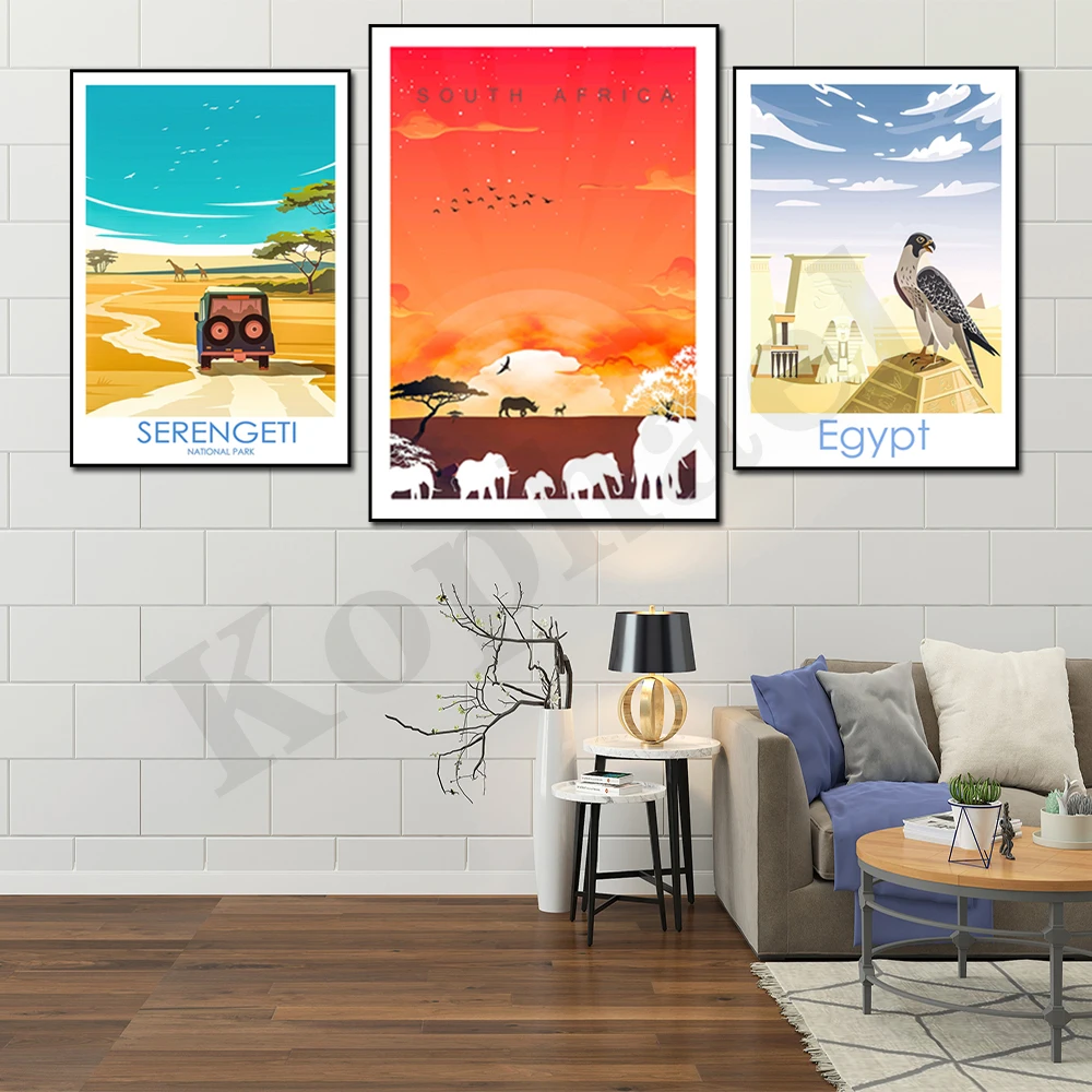 جنوب أفريقيا سيرنجيتي السنغال الجزائر أوغندا المغرب مدغشقر مالي مصر. مشهد السفر في المدينة. المنزل الرسم على لوحات القماش الجدارية