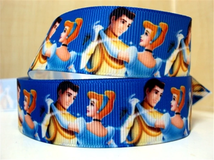 Disney 5 Yards Multi Size Princess Cinderella Peter Pan Printed Grosgrain Ribbon For Hairbows DIY Craft Supplies Cartoon Ribbons