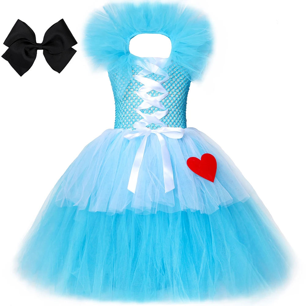 

Princess Alice Costume for Girls Fairy Tale Fancy Tutu Dress Wonderland Maid Cosplay Carnival Halloween Costume for Kids Clothes