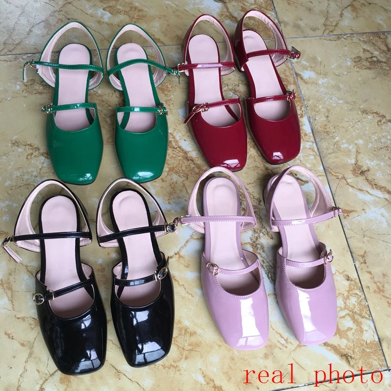 REAVE CAT 2022 Women Sandals Toe 3cm Block Heels Patent Leather Buckle Classic Vintage Big Size 34-43 A3895