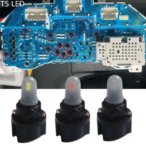 10 Uds T5 T6.5 W1.2W bombilla LED para coche Canbus tablero instrumento iluminación 12V 3000K 6000K blanco ámbar rojo hielo azul luces de Panel automático