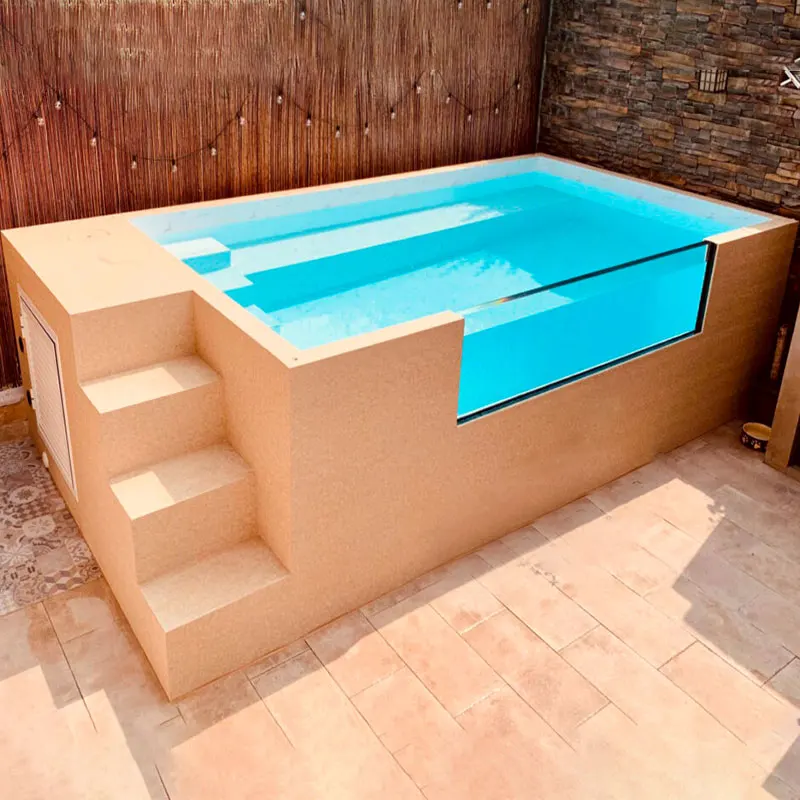 Container Pool Small Fiberglass Backyard Pool 4-meter Mini Above-ground Home Swimming Pool, Suitable for Adults' Outdoor Use
