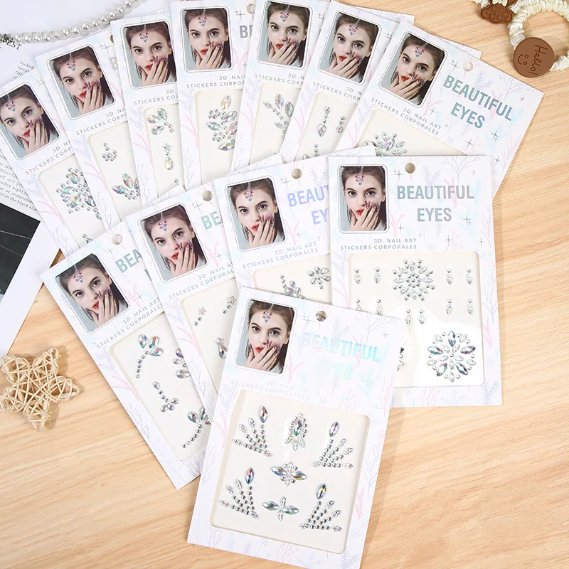 Face Rhinestone Stickers Self Adhesive Forehead Eye Gems for Festival Party Stage Makeup DIY Decor