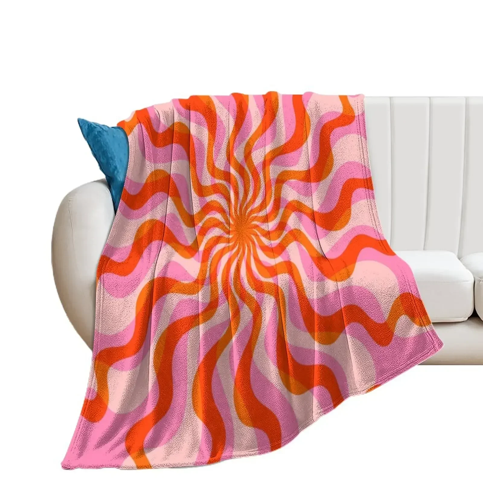 

Swirl 70s Retro Abstract Pink and Orange Throw Blanket Summer Beddings Plaid For Sofa Thin Sofa Quilt Blankets