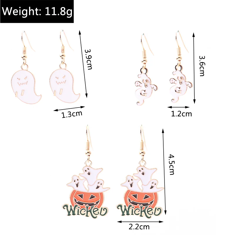 Aihua Fashion Halloween-Ohrringe, Emaille-Geister-, Kürbis-, Skelett-, Mumien- und Fledermaus-Ohrringe, für Damen, Halloween-Party-Schmuck. – Detail 9