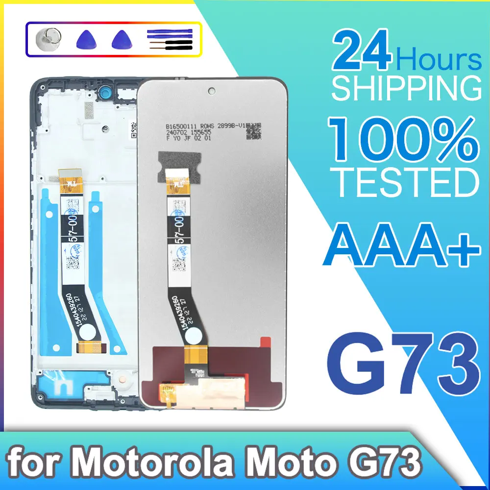 Новый ЖК-дисплей для Motorola Moto G73, сенсорный экран в сборе для Moto G73 XT2237, ЖК-экран телефона с рамкой
