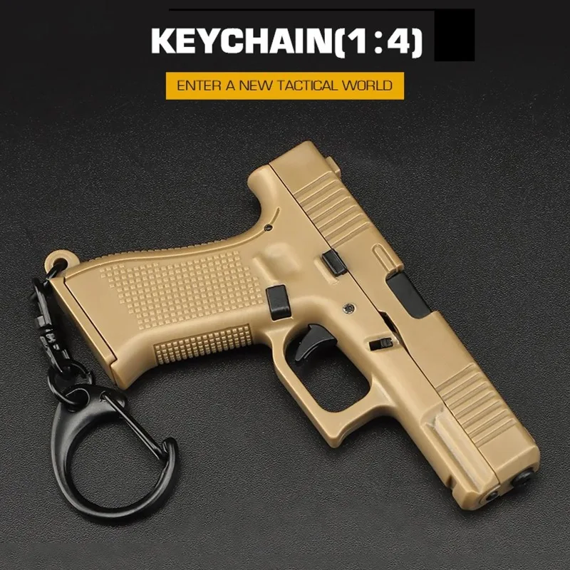 Pistol Shaped Keychain Charm Realistic Model Removable Magazine Miniature Pistol Model Gifts for Birthday Car Key Chain for Men