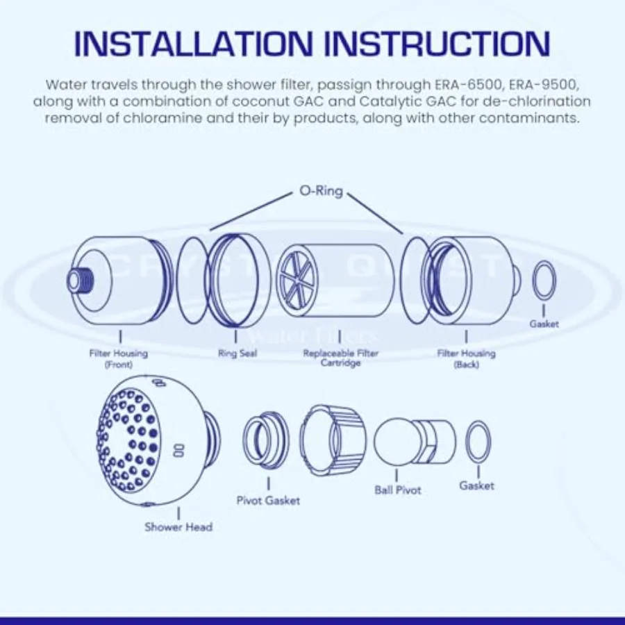 シャワーヘッド付きシャワーフィルター - ブラック - よりきれいな水のための高度な多段階ろ過 - 塩素を除去