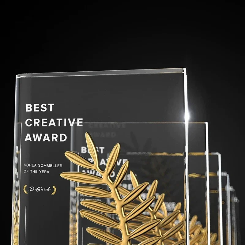 Customization Book Shaped Crystal Glass Trophy Annual Meeting Awards Anniversary Celebration Souvenir Certificate of Honor