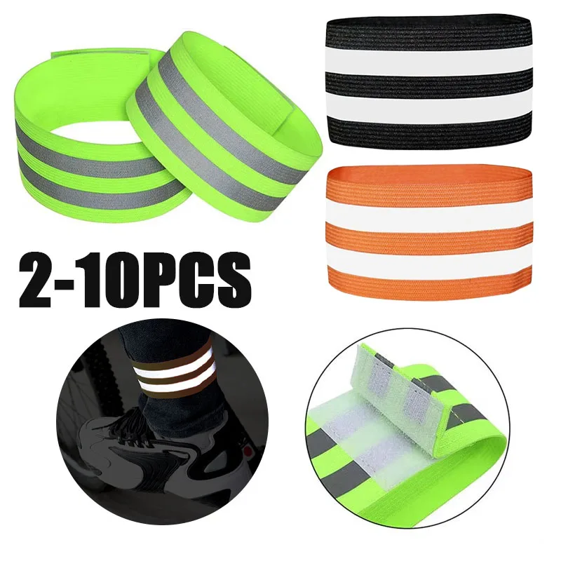 Night Safety Reflective Bands for Walking Jogging Cycling Running High Visibility Elastic Adjustable Wrist Ankle Arm Leg Straps