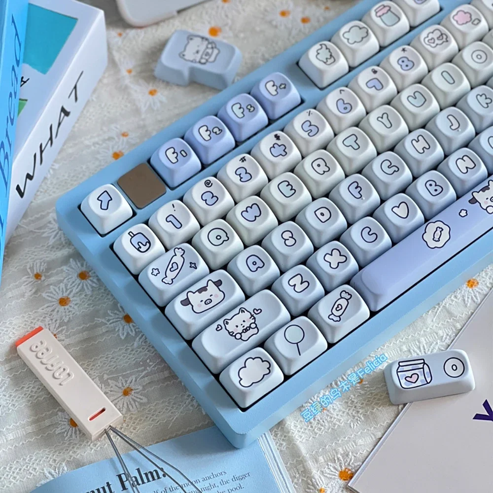 

Cow dessert shop keycap MOA SOA height PBT material 139 keys cute and round