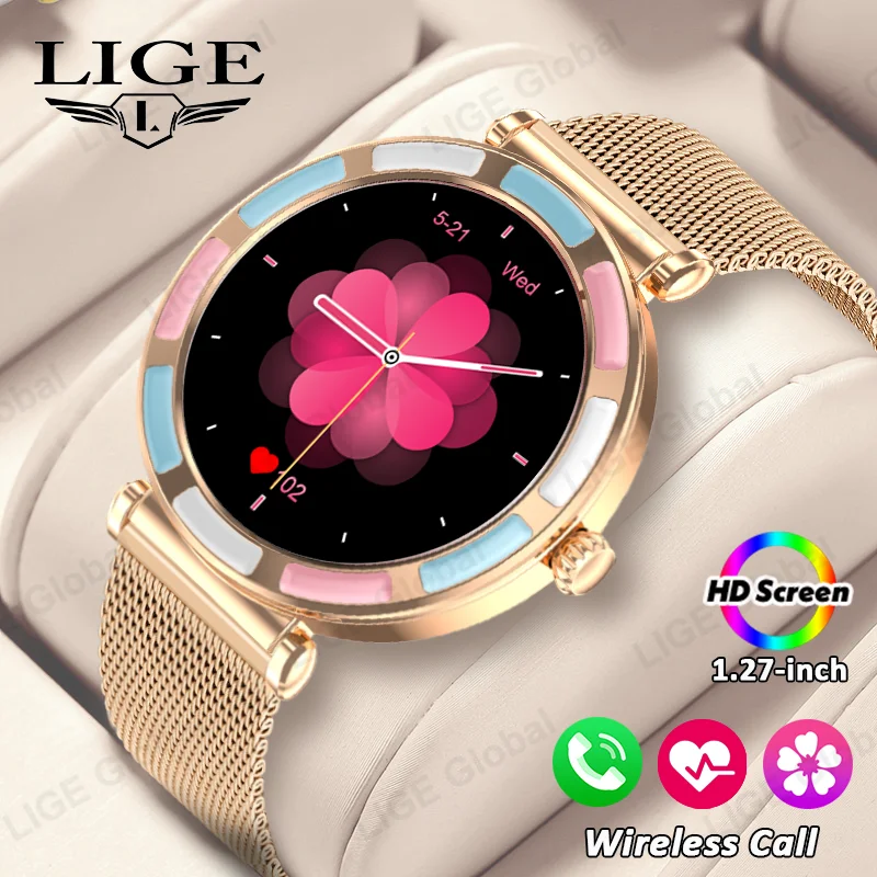 

Водонепроницаемые умные часы LIGE для женщин с прогнозом погоды в реальном времени, спортивные смарт-часы для женщин, совместимые с Android и iOS, 2026