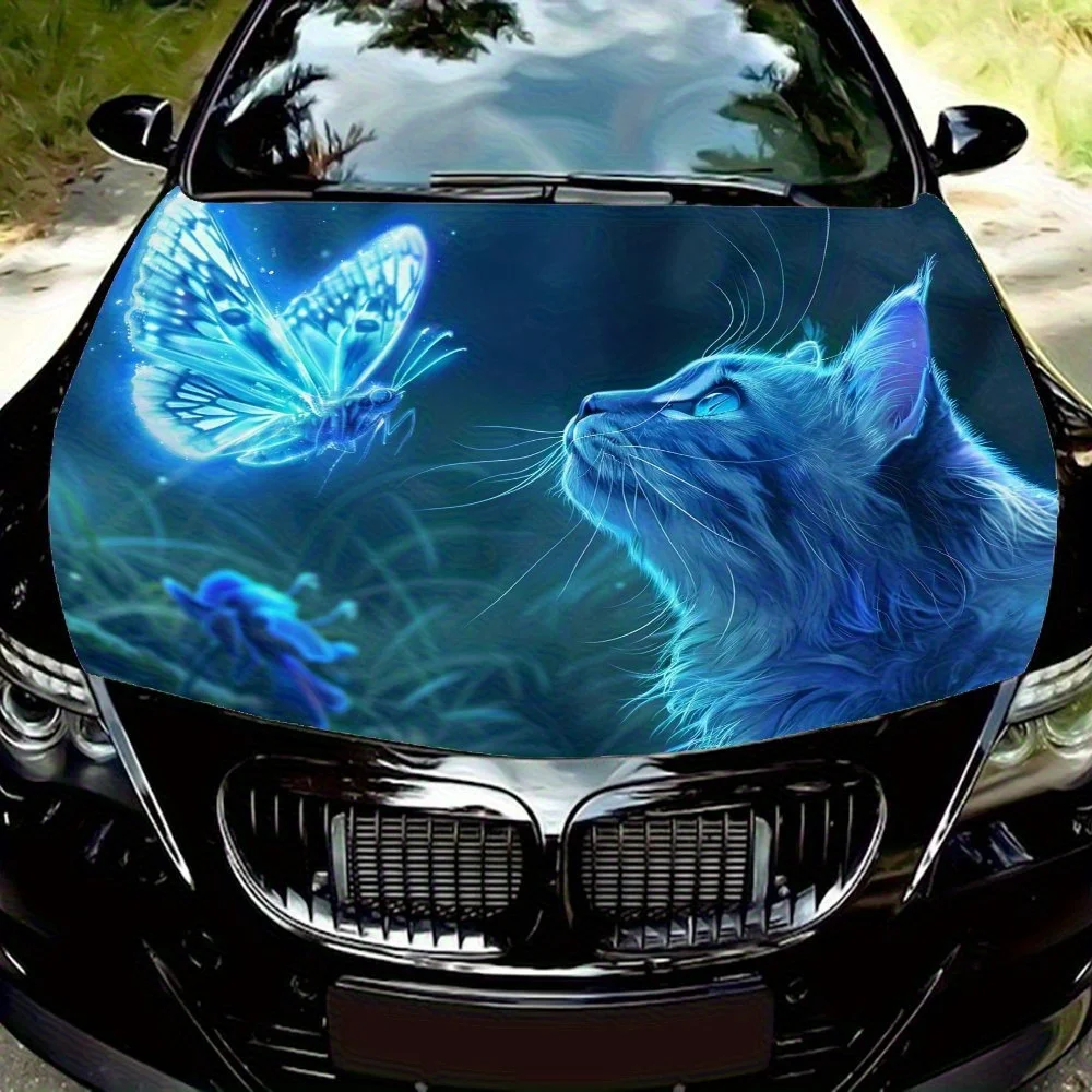 

Fantasy Blue Light Cat Hood Print Sticker, Waterproof And Sun-proof PVC Print Sticker, Auto Parts Accessories