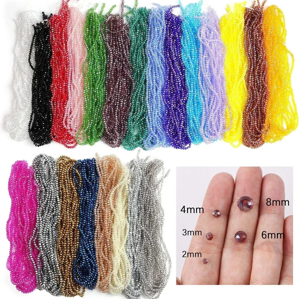 2/3/4/6/8mm Austria Faceted Crystal Beads Rondelle Glass Beads AB Color Loose Spacer Beads For Garment  Making DIY Bracelet