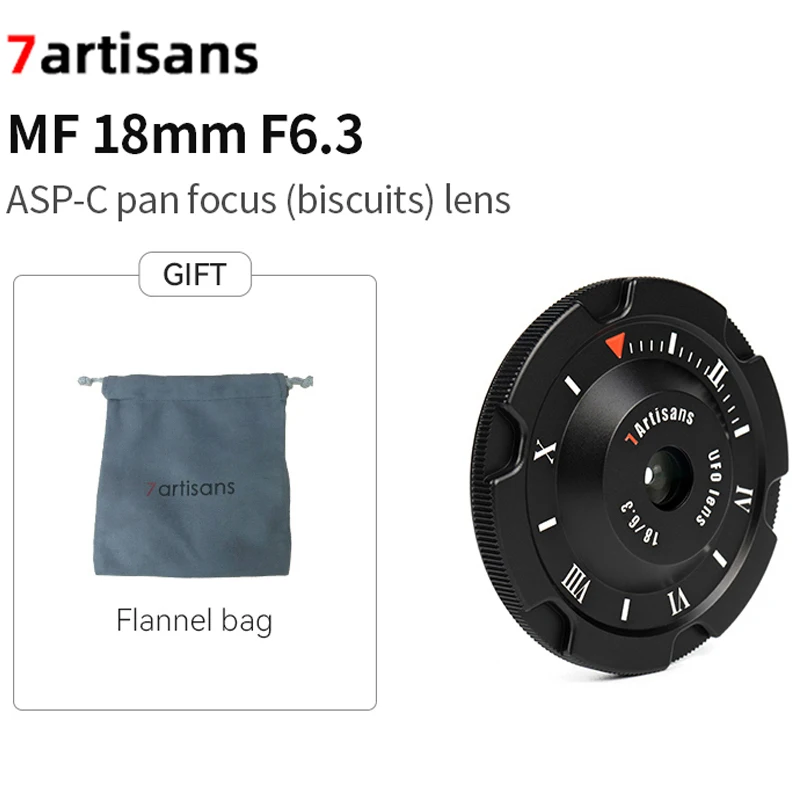 

7artisans 18mm F6.3 Ultra-thin UFO Lens for Canon EOS-M M50 M6/Fuji XF X-T4/ Olympus and Panasonic Micro M4/3