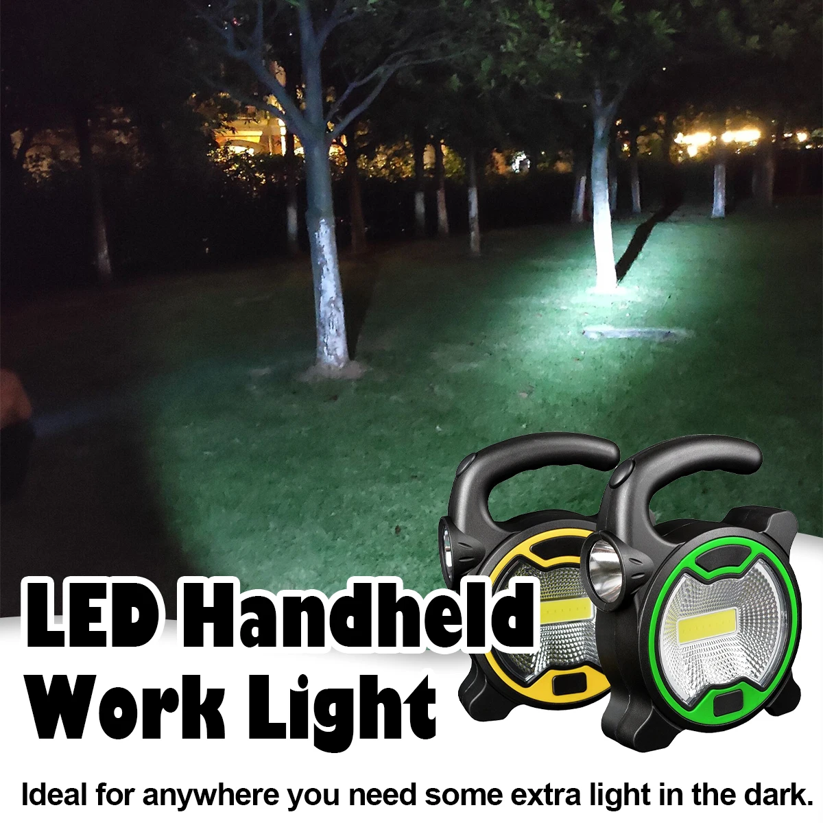 Portable Work Light Battery COB LED Powered Handheld Lantern Super Bright Flashlight Outdoor Tent Camping Lights without Battery