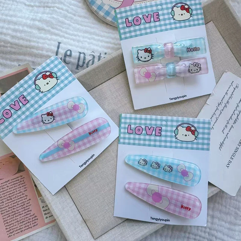 Sanrios مرحبا كيتي مقاطع الشعر للنساء الجانب الانفجارات مخلب كليب لطيف كيتي القط الفتيات دبابيس الشعر المألوف إكسسوارات الشعر هدايا