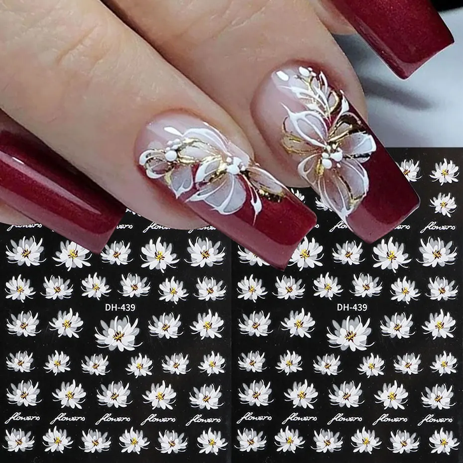 2Pcs 3D White Flowe… - image