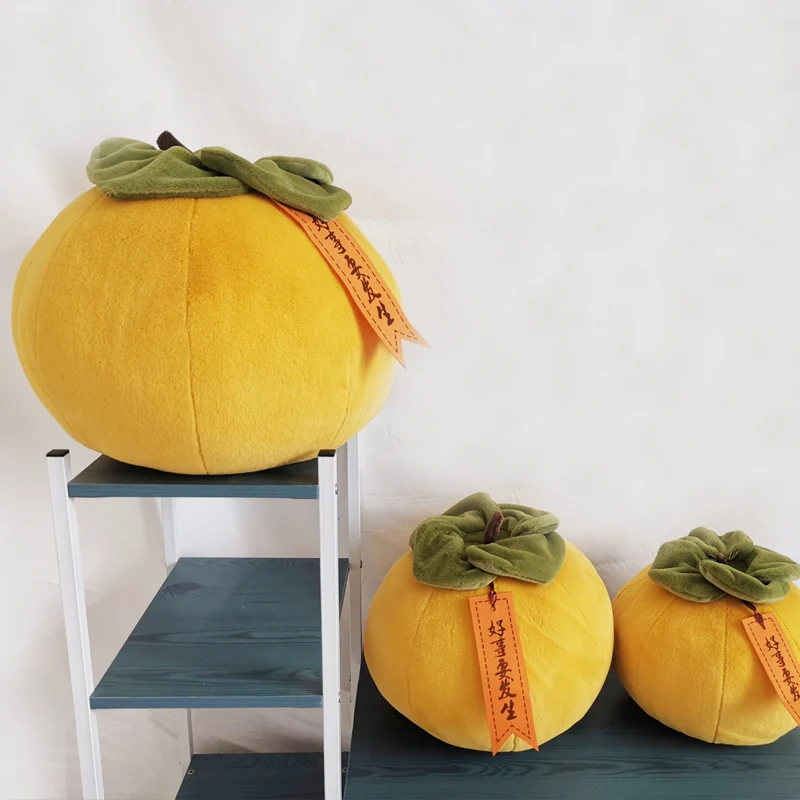 Peluche de fruta de caqui suave de 30/35/40cm, Peluche naranja y amarillo, regalo de decoración para fiesta navideña