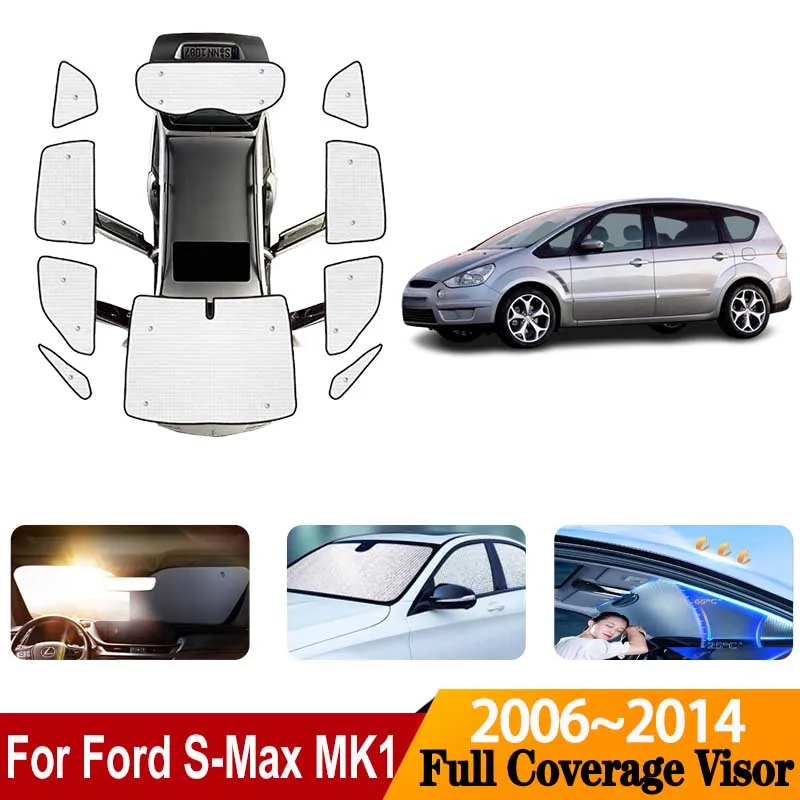 

Sun Visors For Ford S-Max 2007 2006-2014 Accessories CD340 MK1 Anti-UV Screens Covers Windows Sunshade Coverages Car Accessories