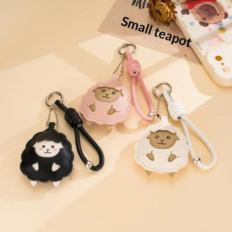 Kawaii Schaf-Leder-Schlüsselanhänger, niedlicher Cartoon-Lamm-Anhänger mit Handschlaufe für Schüler, Schulranzen-Accessoire – Detail 1
