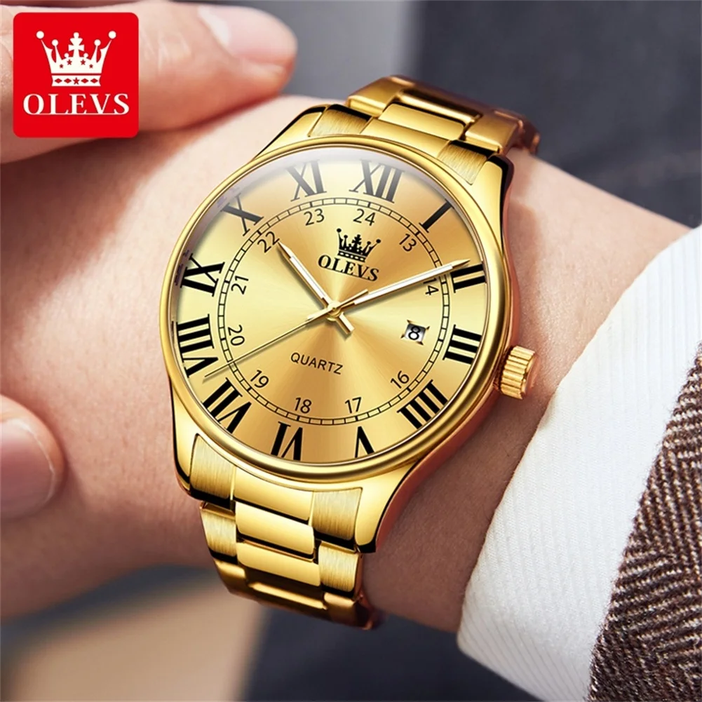 OLEVS 2911 Men's Watches Fashion Dial Original Quartz Wristwatch Stainless Steel Waterproof  Luminous Watch For Automatic Date
