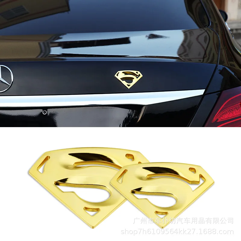 Superman Metal Car Sticker 3D Fuel Tank Cap Side Label Tail Label Unique Decoration Modification Badge For Vehicle Customization