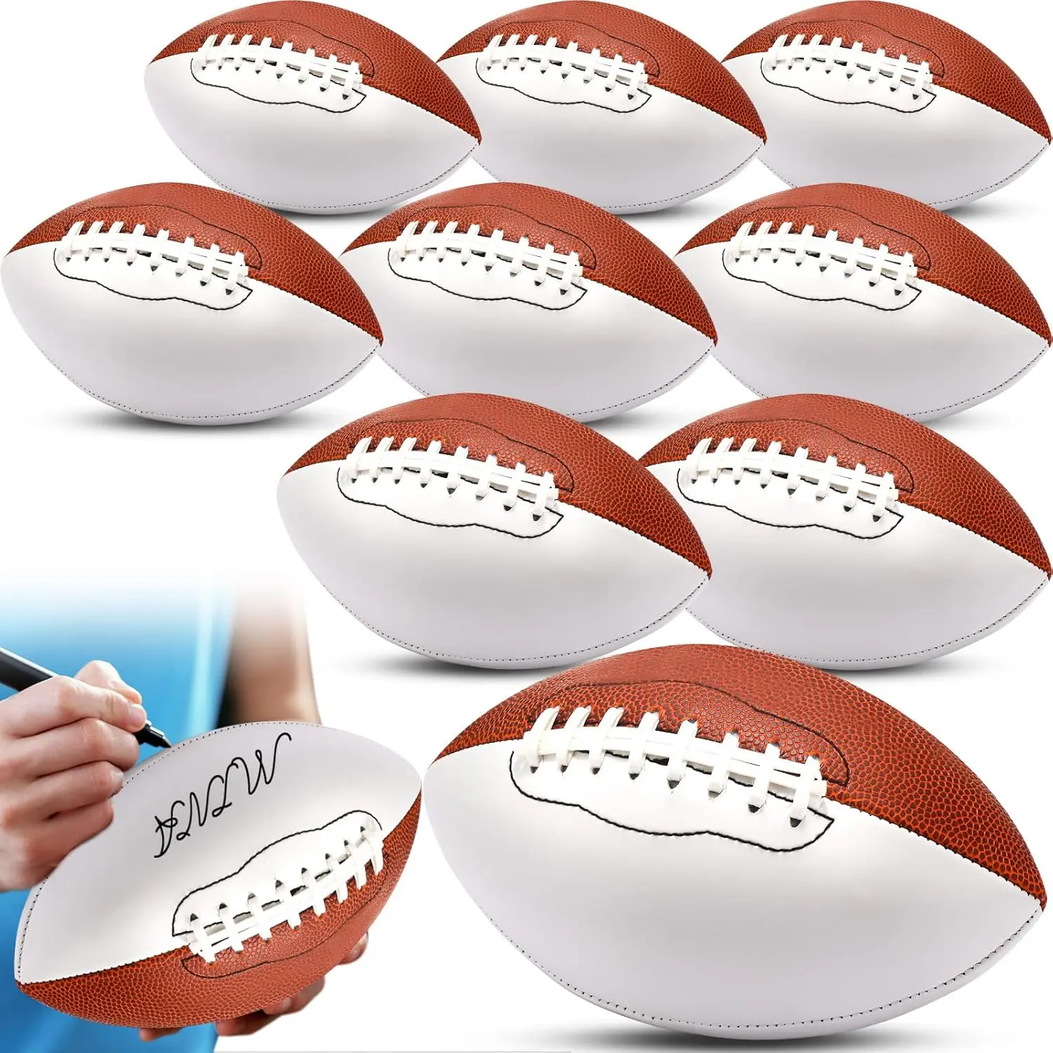 

8.27in Autograph Football Blank White Panels Mini Official Size 3 Customized Signature Team Balls Trophy for Rugby Game