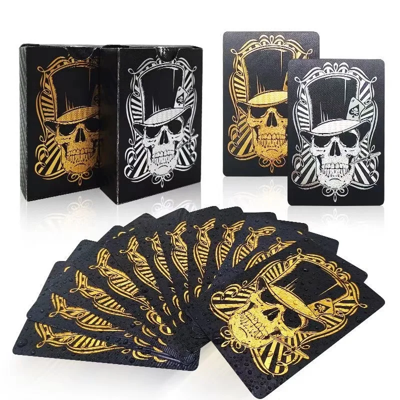 Waterproof PVC Black Playing Cards Wear-resistant Durable Waterproof 54 Playing Cards Home Party Poke