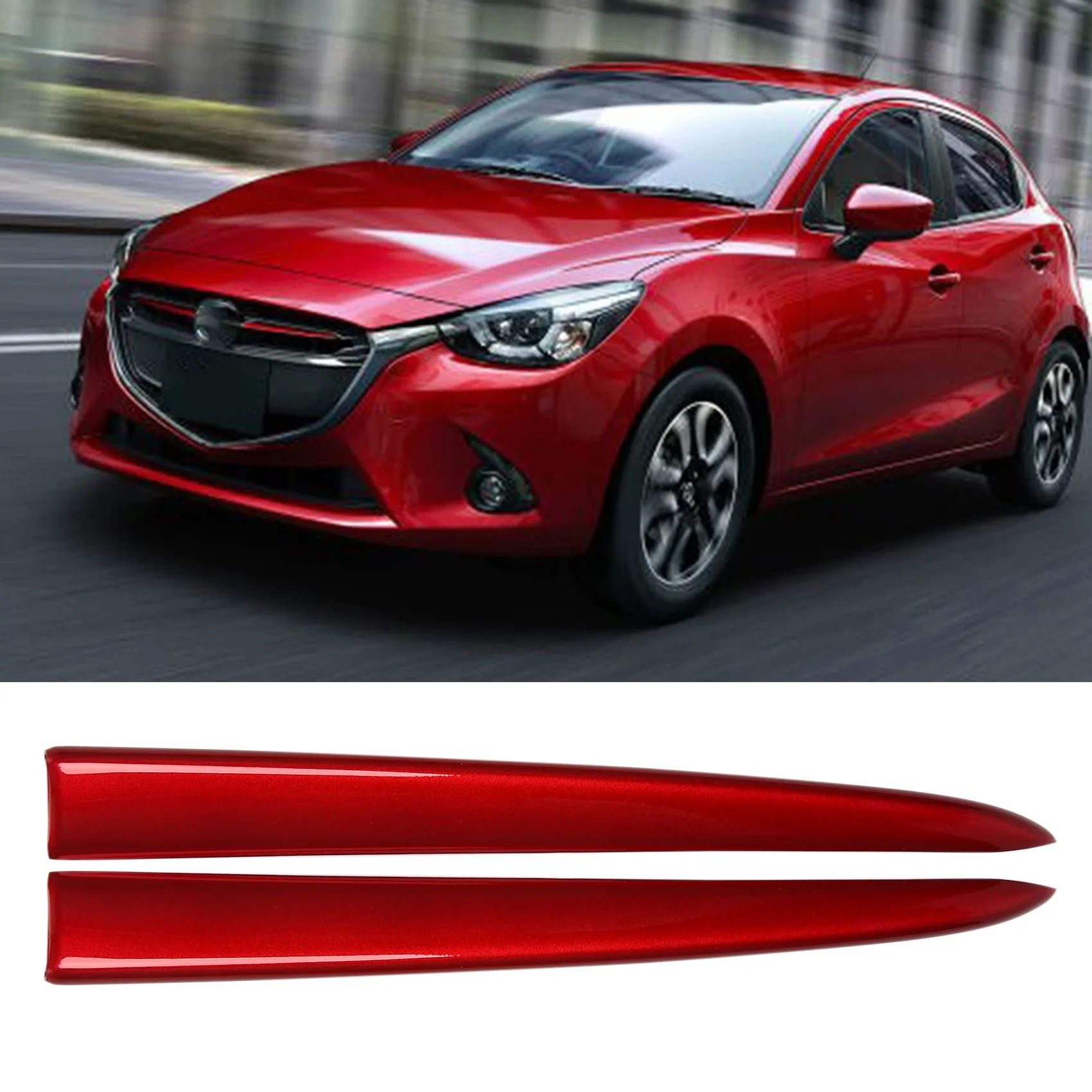 Imagem -02 - Carro Frente Grille Trim Moldagem para Mazda Demio 20232023 dj dl Mazda2 Hatchback Sedan Styling Vermelho