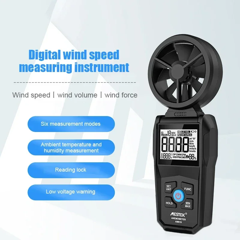

AM620 Portable Digital Wind Speed Anemometer Handheld Windmeter Air Speed Tester Wind Velocity Meter Wind Velocity Detector