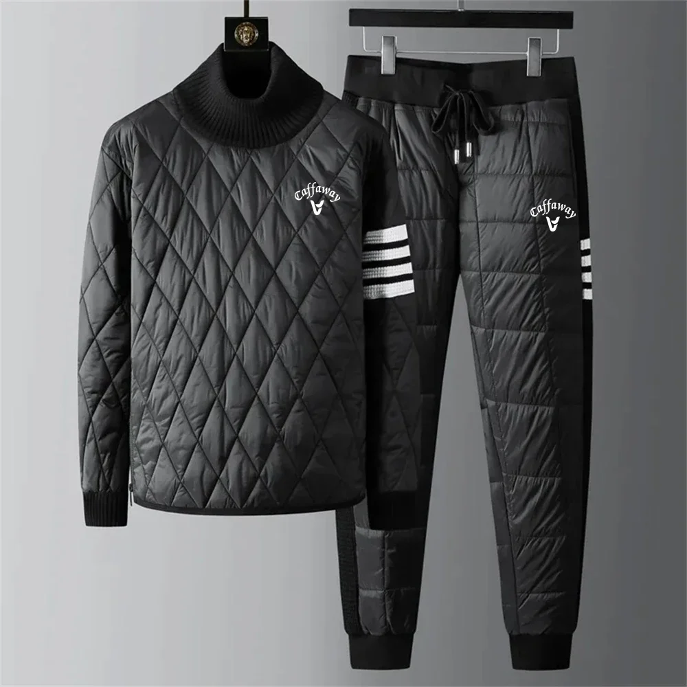 Autumn Winter Down Cotton Golf Two Piece Set New Men Golf Jacket Windbreaker Hedge Men Golf Clothing Golf Pants Men\'s Golf Wear