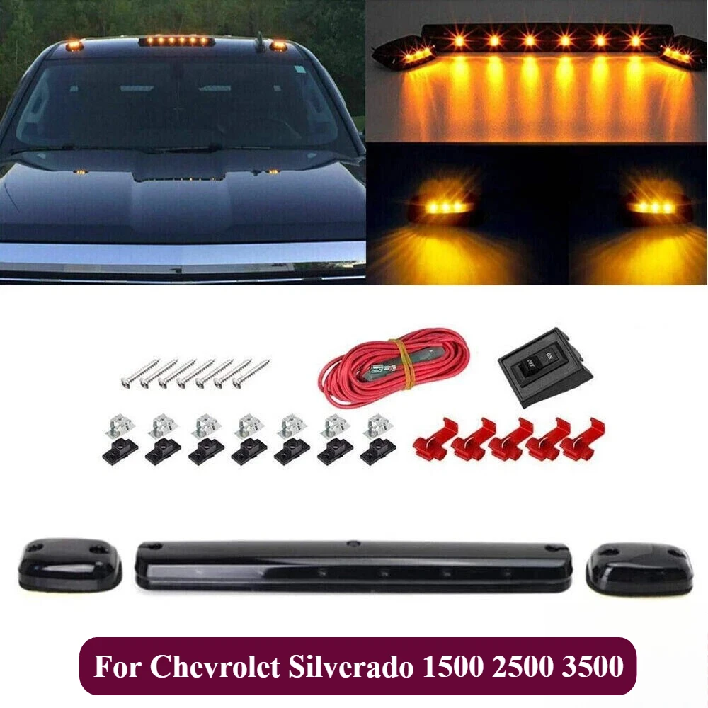 

3x Amber LED Cab Roof Marker Top lights For Chevrolet Silverado 1500 2500 3500