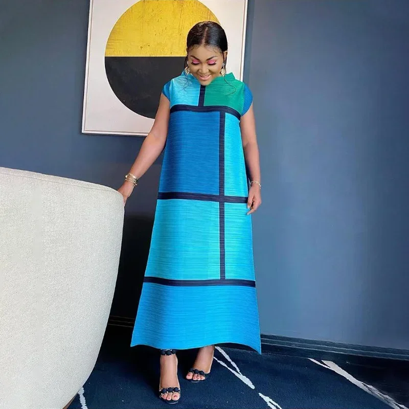 

KEXU Sexy Color Block Patchwork Maxi Dress Summer Clothes for Women Sleeveless Plus Size Night Party Long Dresses Vestidos