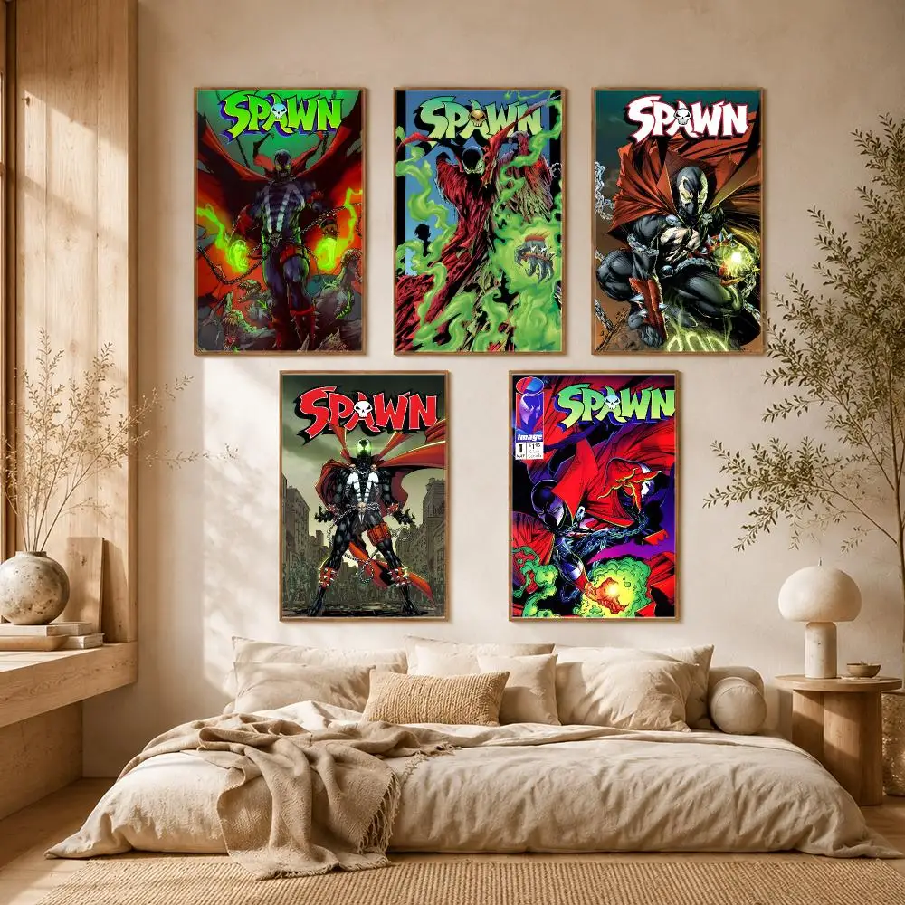 Spawn Comic Dark Superhero Poster Self-adhesive Advanced Aesthetic Printing Paper Wall Art for Living Room Home Decor