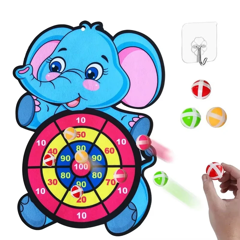 Kids Animals Dart Board Game With 6pcs Sticky Balls Indoor Sports Montessori Educational Toys For Children 2 3 4 5 6 Years