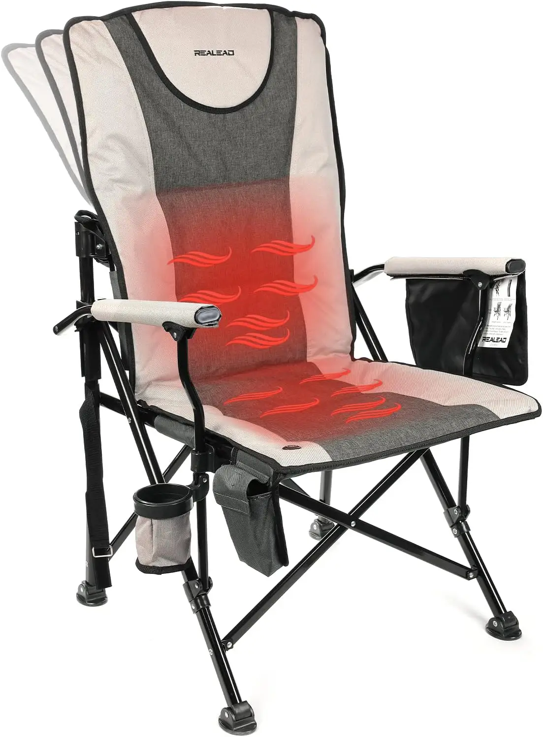 

Heated Camping Chair with Padded Seat, 3 Heating Levels, Supports 400 lbs - Ideal for Outdoor Sports and Events