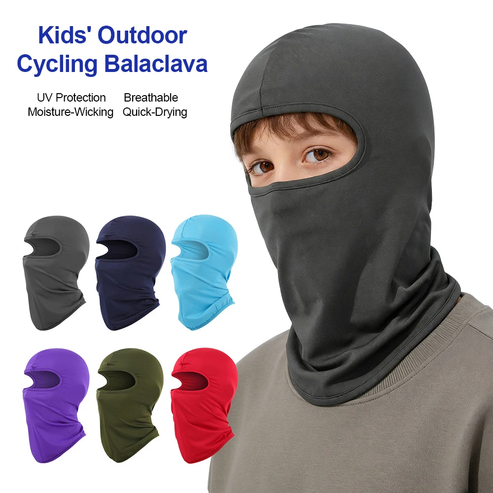 Kids Cycling Balaclava Sun Protection Mask Summer Outdoor Helmet Liner Motocross Boys Girls Breathable Quick Dry Full Face Cover