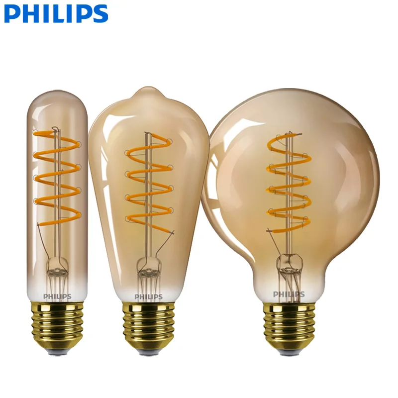 Lâmpada Decorativa LED Philips ST64 T32 G93 E27 5.5W (equivalente a 25W Incandescente) Filamento Clássico Regulável 220-240V 2000K Âmbar Suave