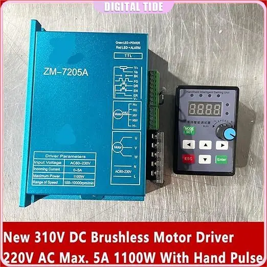 

310V DC Brushless Motor Driver ZM-7205A Input 220V AC Max. 5A 1100W BLDC with Handheld Intelligent Setting Unit