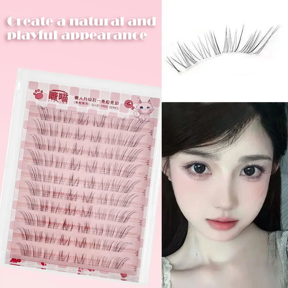 フォックススタイルシングルクラスターつけまつげ新しいデザイン、斜めカール自然でリアルな太いまつげコミックアイ用女の子用 I8V9