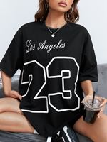 Los Angeles 23 Cotton Print Tee Shirt Original Loose Comfortabletshirt Individual Casual Soft Tee Top Aesthetic Fashion T-Shirt
