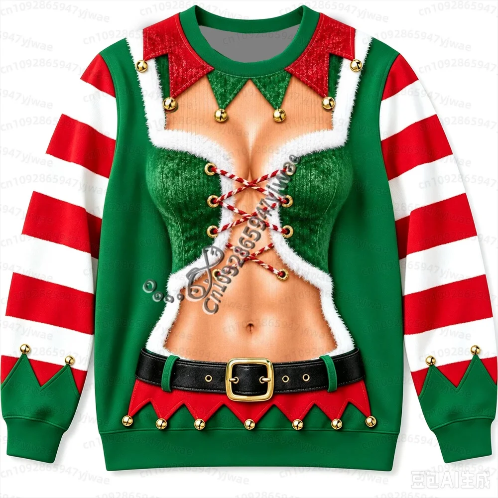 26 Herren Damen Winter Lustiger Fake-Muskel 3D-Druck Hässlicher Weihnachtspullover Fitness Sport Langarm-Pullover Sweatshirt Herren Hoodies – Detail 7