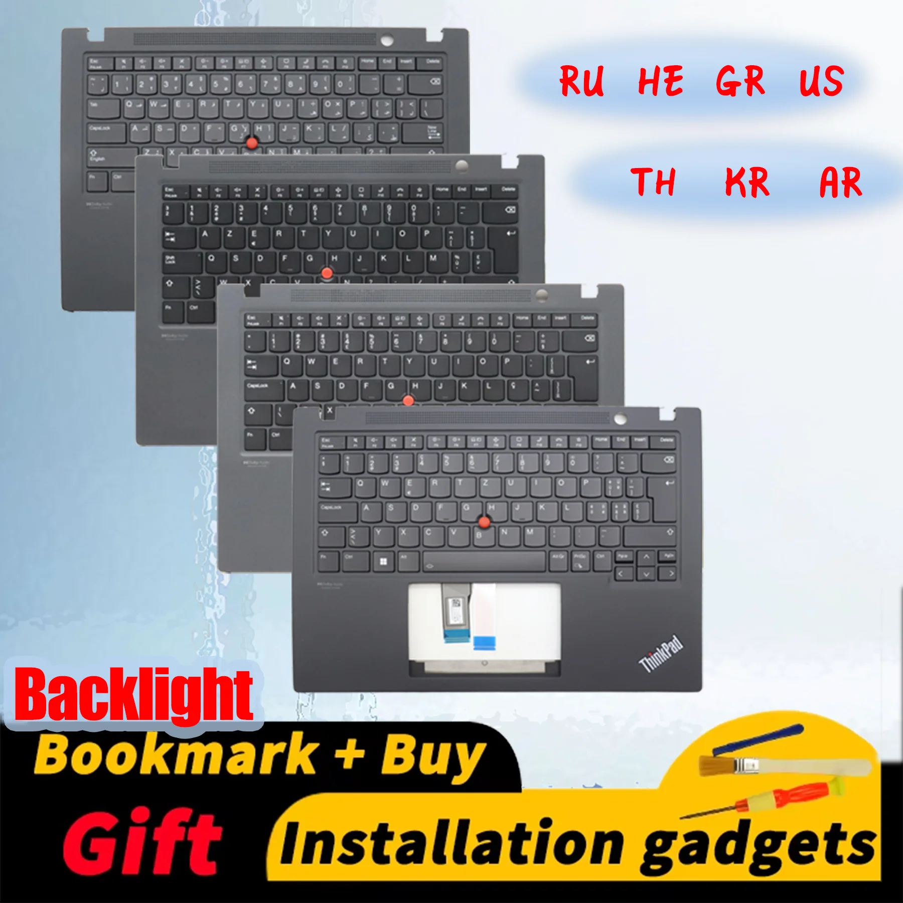 for Lenovo ThinkPad T14S Gen3 T14S Gen4 C-shell Backlit Keyboard Arabic/Greece/Hebrew/Korean/Russian/Thai/US Layout