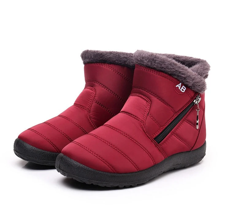 Damen Winter-Schneestiefel mit warmem Kunstfellfutter, seitlichem Reißverschluss, wasserdicht, rutschfest, bequeme Knöchelstiefel für ältere Damen. – Detail 15