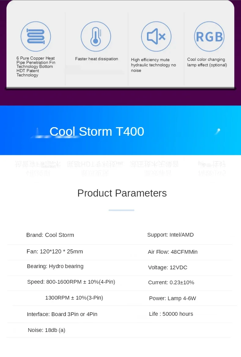 Supplier Hot Sale 4-Heatpipe Computer CPU Cooling Fans Copper Tube Heatsink Fans 12V Computer Fan PWM 4Pin Radiator Cooler facto