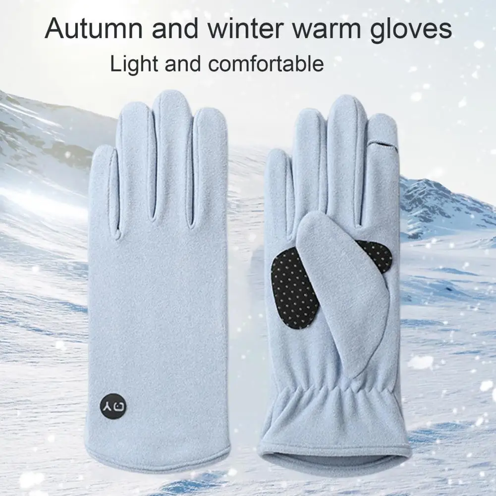 High-quality Velvet Gloves Winter Gloves with Fingertip Flap Winter Gloves for Men Women Touch Screen Anti-slip Knit for Cycling