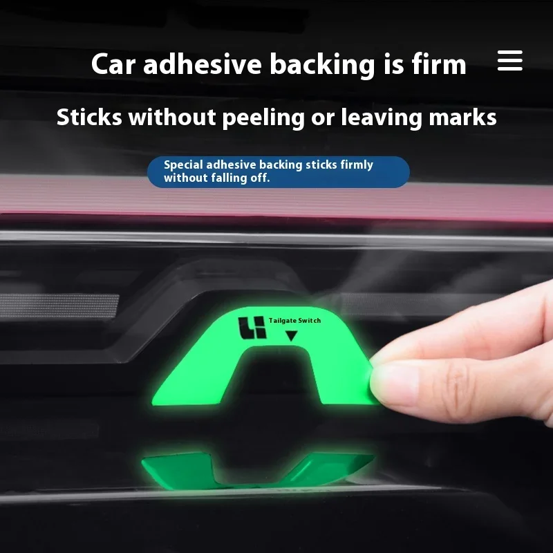 Fit For Li L6 L7 L8 L9 LIXIANG Tailgate Switch Button Sticker Fluorescent Reflective Trunk Warning Reminder Luminous Decal