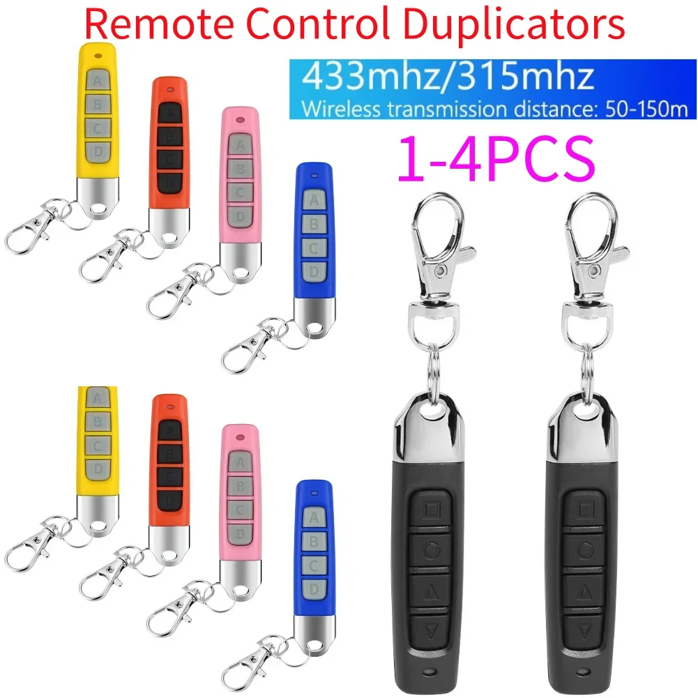 1-4Pcs 315/433MHz Auto Copy Remote Control Electric Garage Door Opener Remote Controller Duplicator Clone Cloning Code 4 Keys