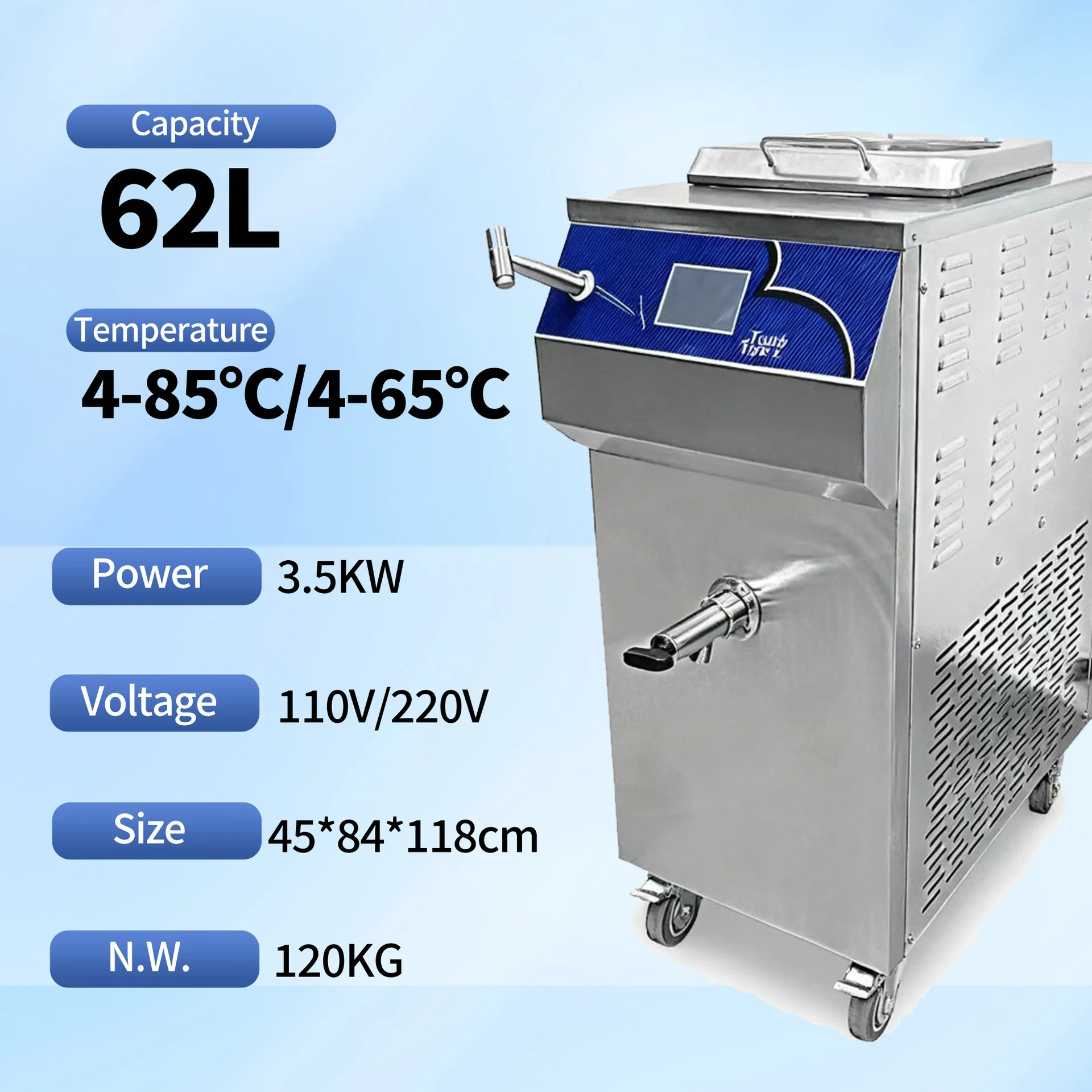 62L commercial pasteurization machine, milk juice ice cream sterilization homogenizer